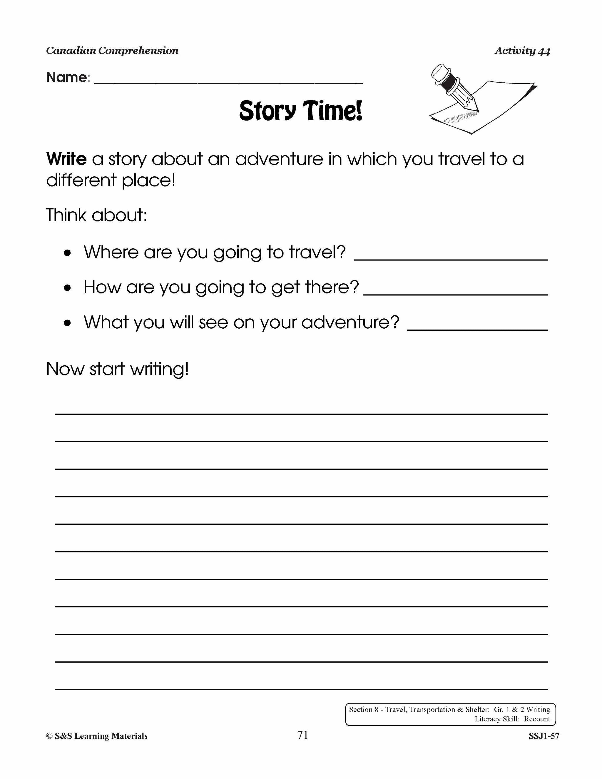 Canadian Comprehension: Travel; Transportation & Shelter Grades 1-2