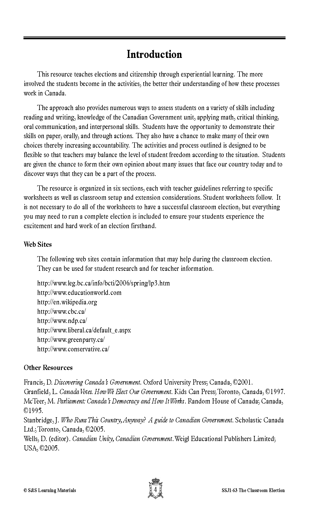 The Canadian Classroom Election Grades 4-7