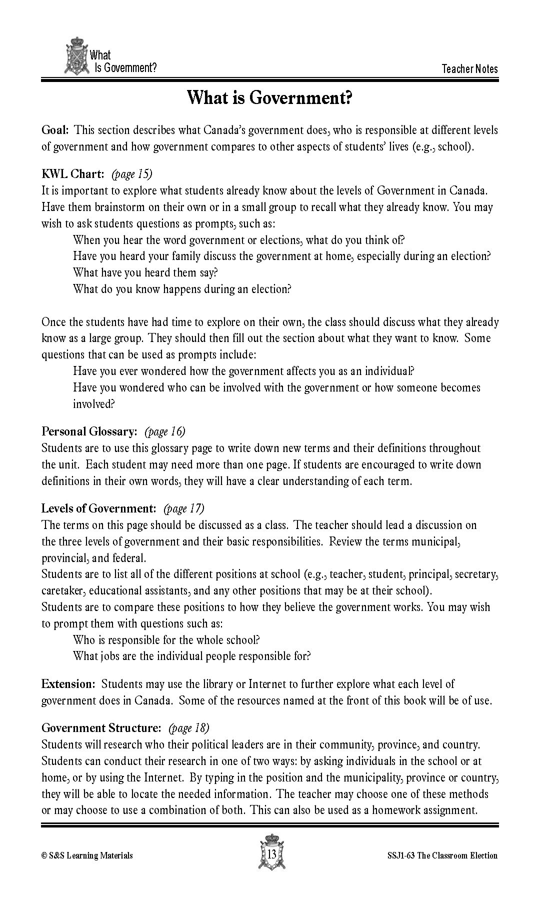 The Canadian Classroom Election Grades 4-7