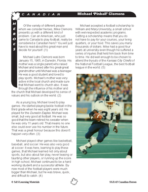 Michael "Pinball" Clemons - Football Player  Reading Lesson Grades 5-8