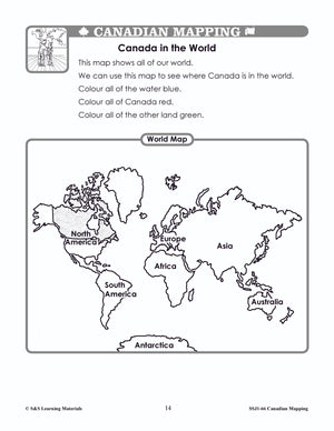 Canada's Shape & Location Mapping Worksheets Grades 1-2