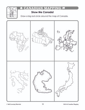 Canada's Shape & Location Mapping Worksheets Grades 1-2