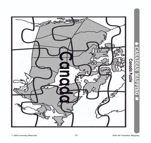 Canada's Shape & Location Mapping Worksheets Grades 1-2