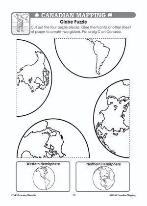 Canada's Shape & Location Mapping Worksheets Grades 1-2