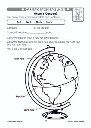 Canada's Shape & Location Mapping Worksheets Grades 1-2