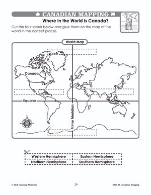 Canada's Shape & Location Mapping Worksheets Grades 1-2