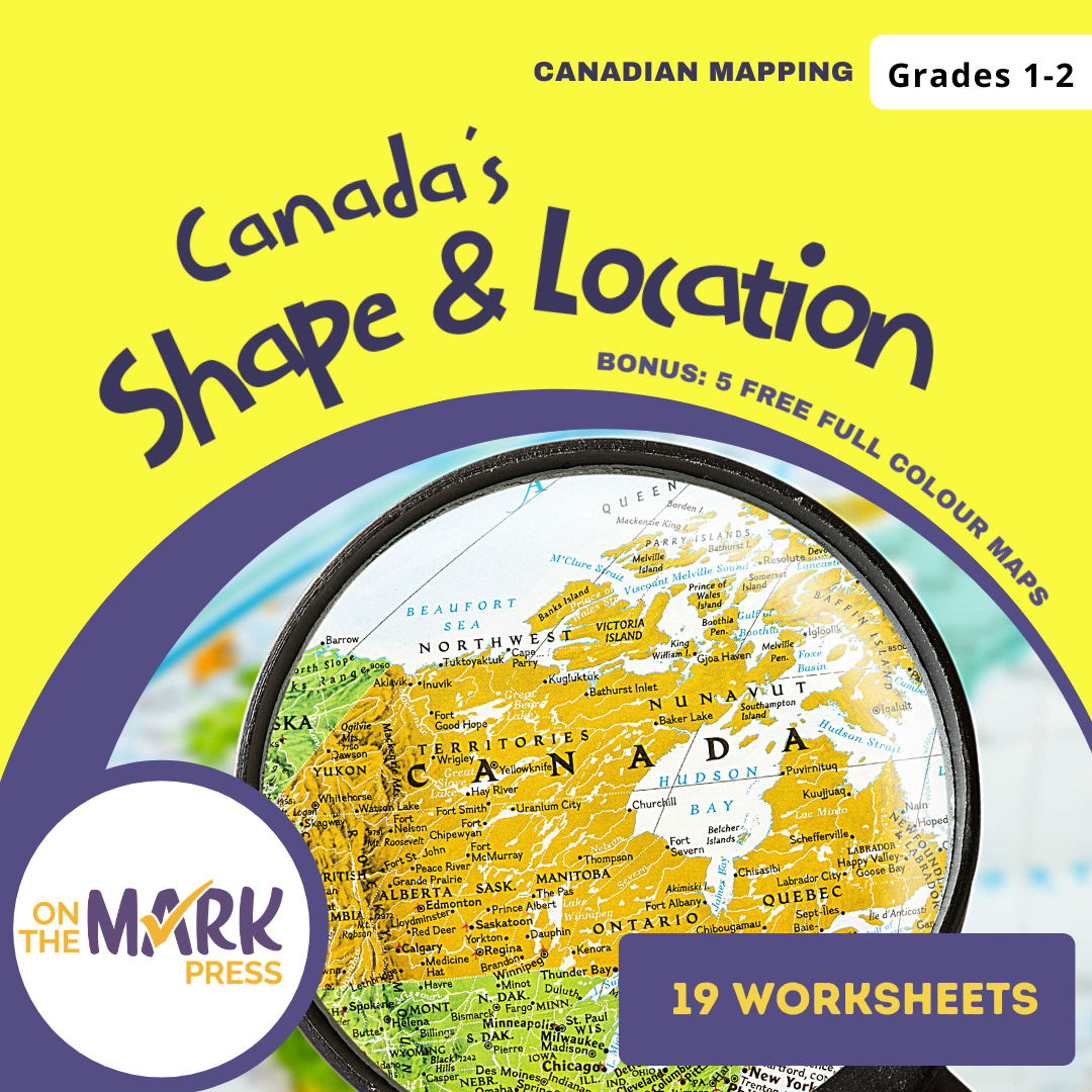 Canada's Shape & Location Mapping Worksheets Grades 1-2