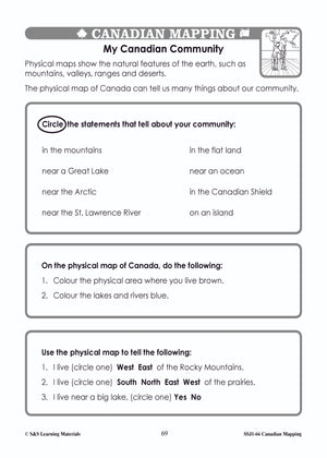 Canadian Communitites Mapping Worksheets Grades 1-2