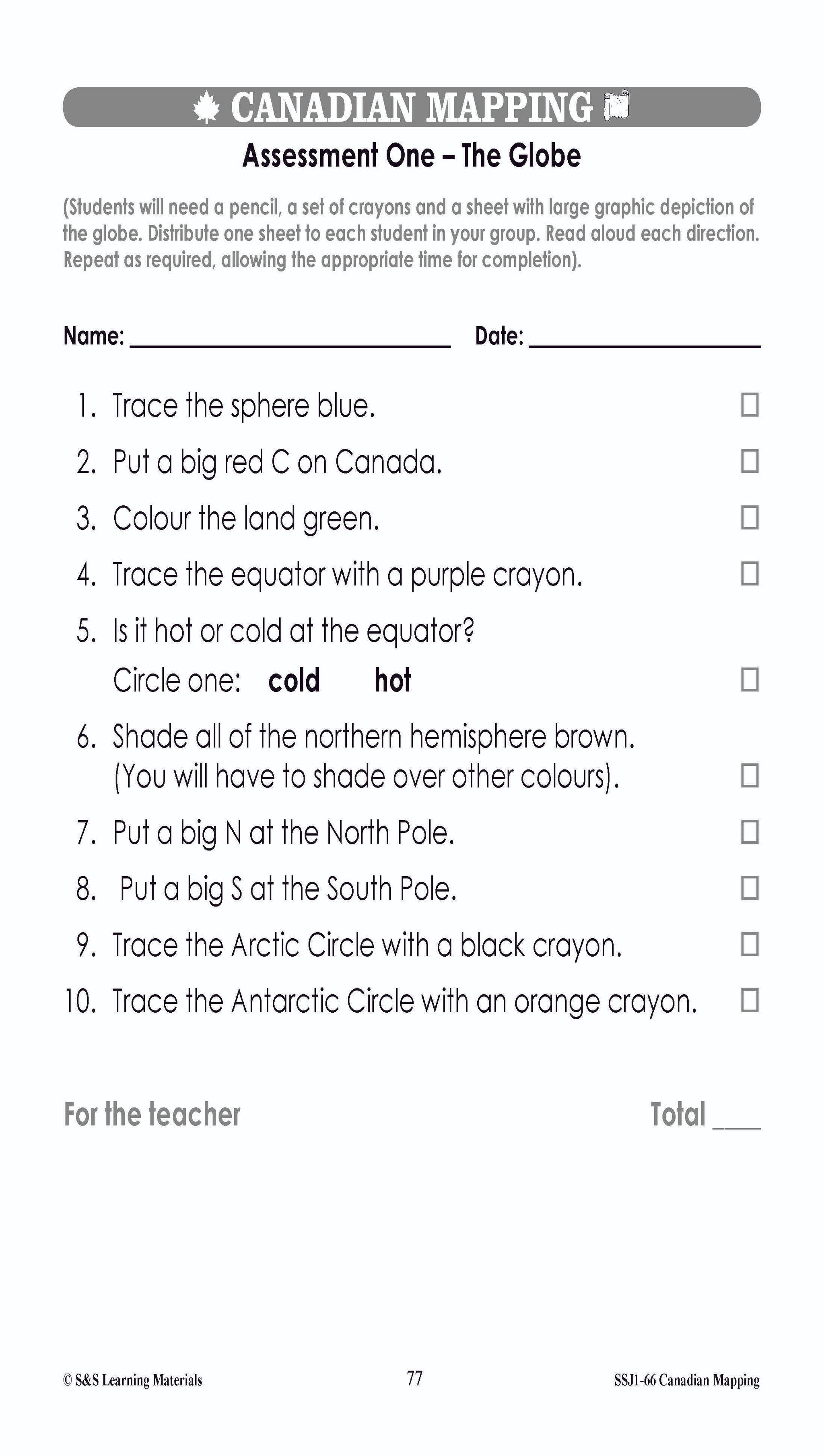Canadian Communitites Mapping Worksheets Grades 1-2