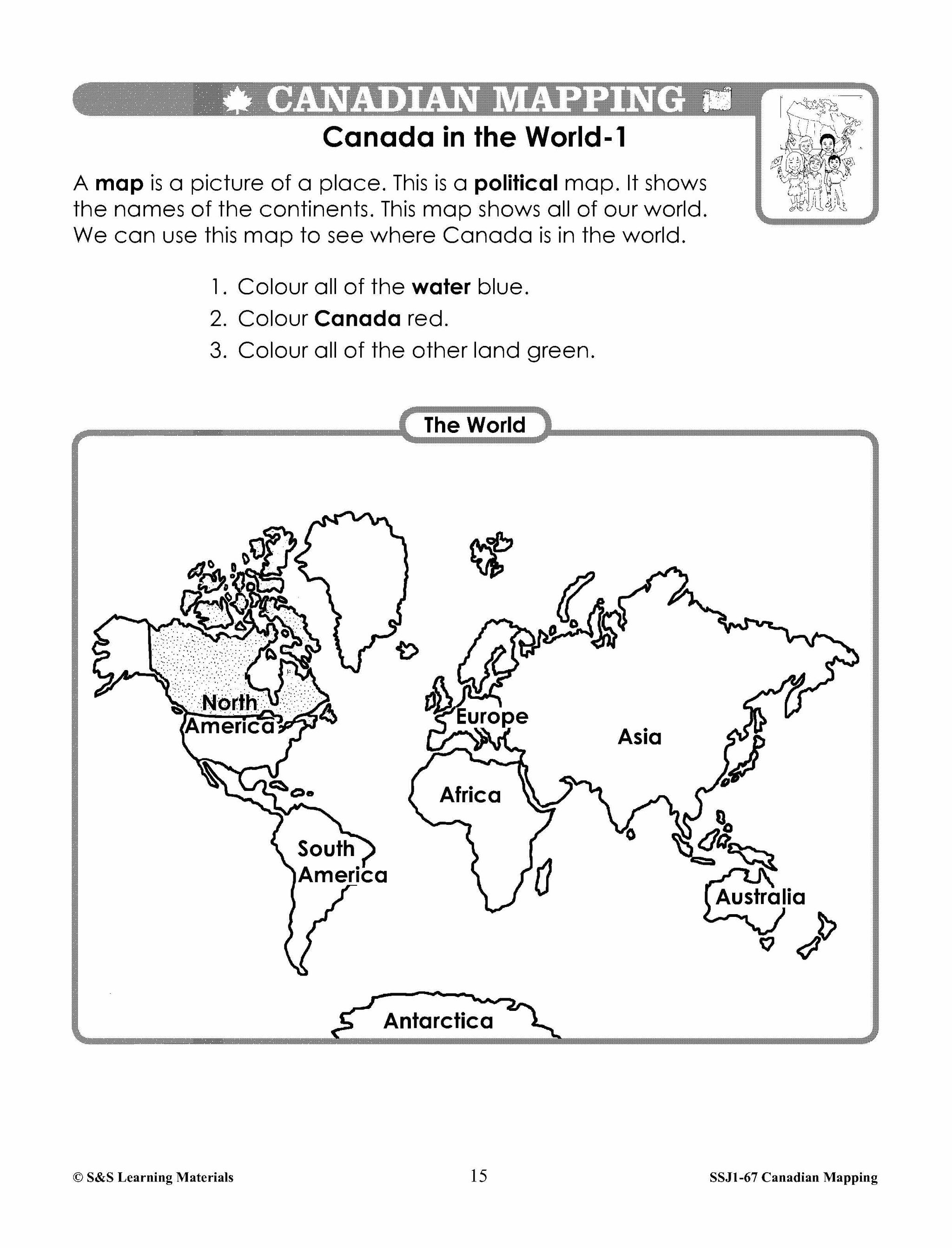 Canada's Shape & Location Mapping Worksheets Grades 2-3