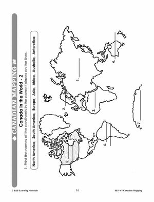 Canada's Shape & Location Mapping Worksheets Grades 2-3