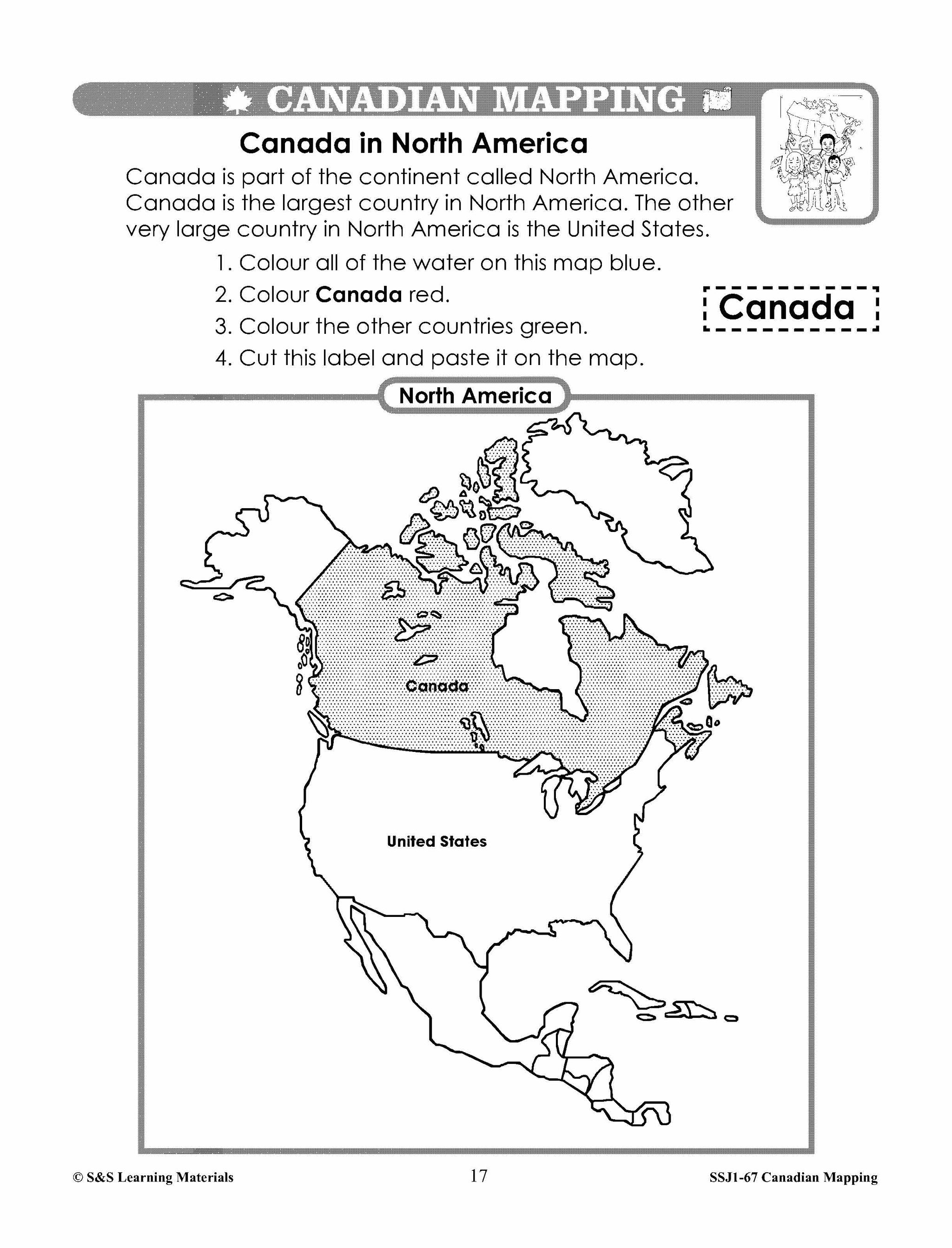 Canada's Shape & Location Mapping Worksheets Grades 2-3