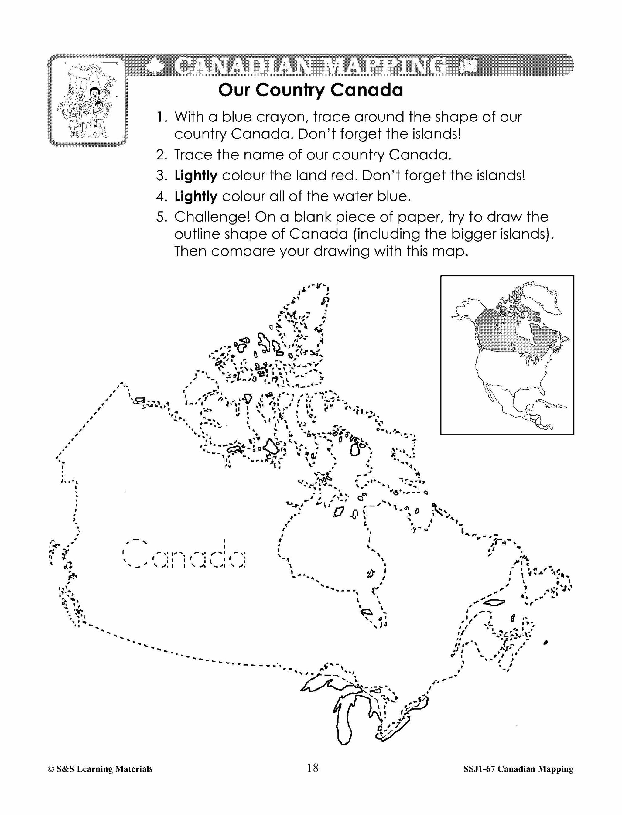 Canada's Shape & Location Mapping Worksheets Grades 2-3