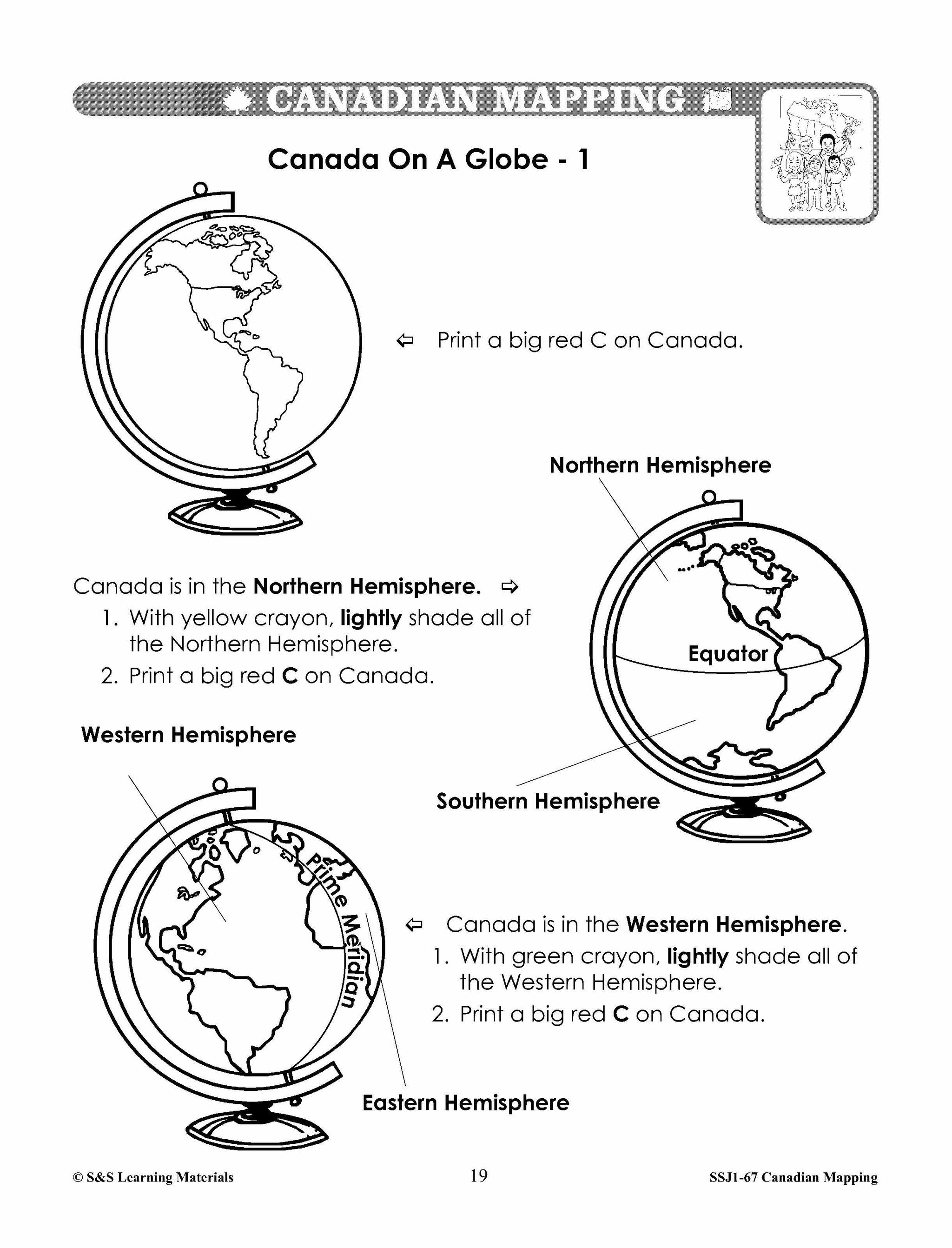 Canada's Shape & Location Mapping Worksheets Grades 2-3