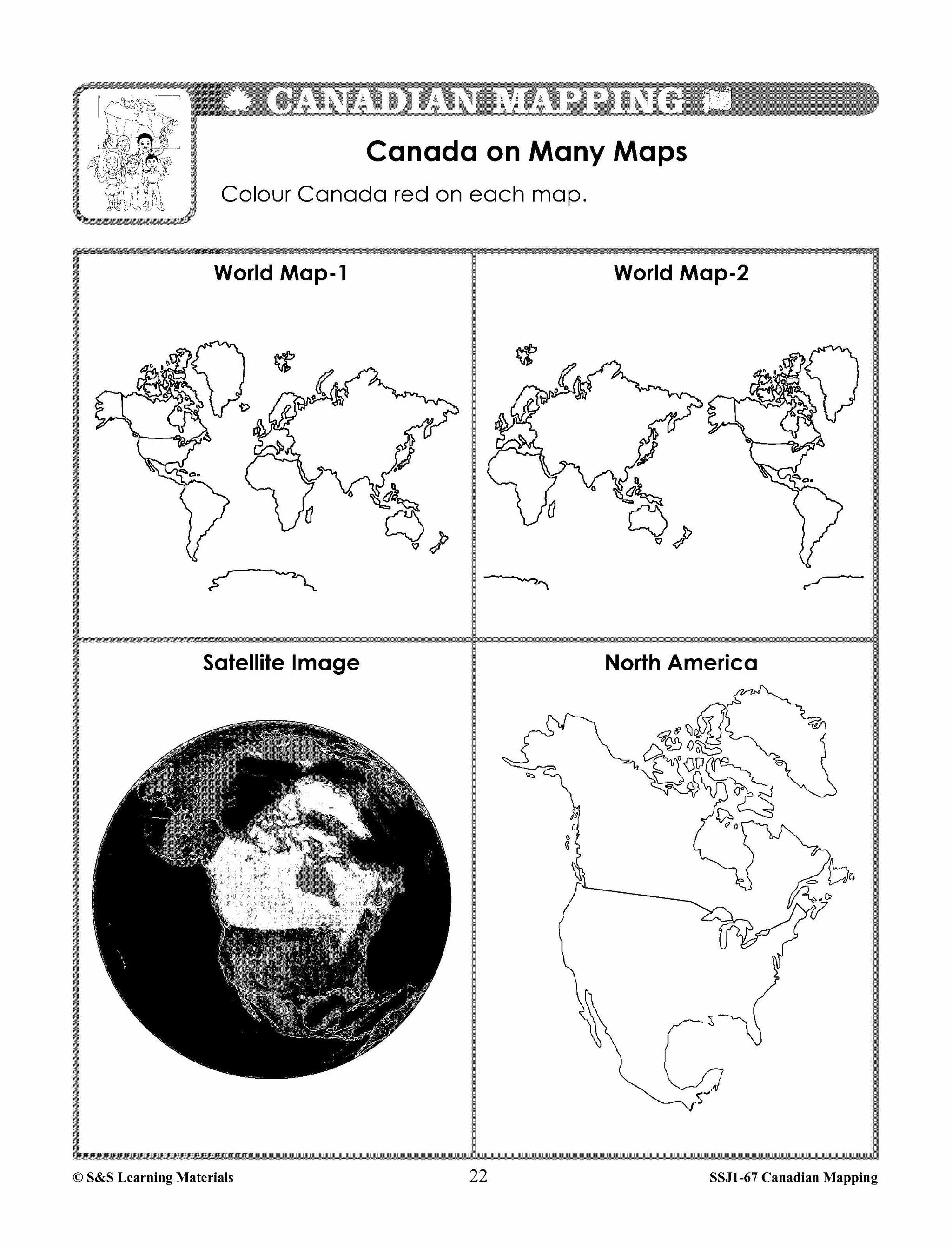 Canada's Shape & Location Mapping Worksheets Grades 2-3