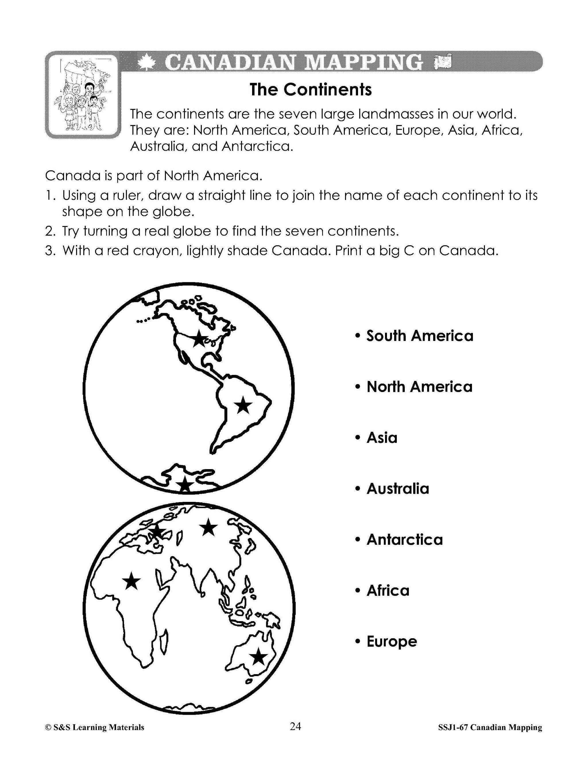 Canada's Shape & Location Mapping Worksheets Grades 2-3