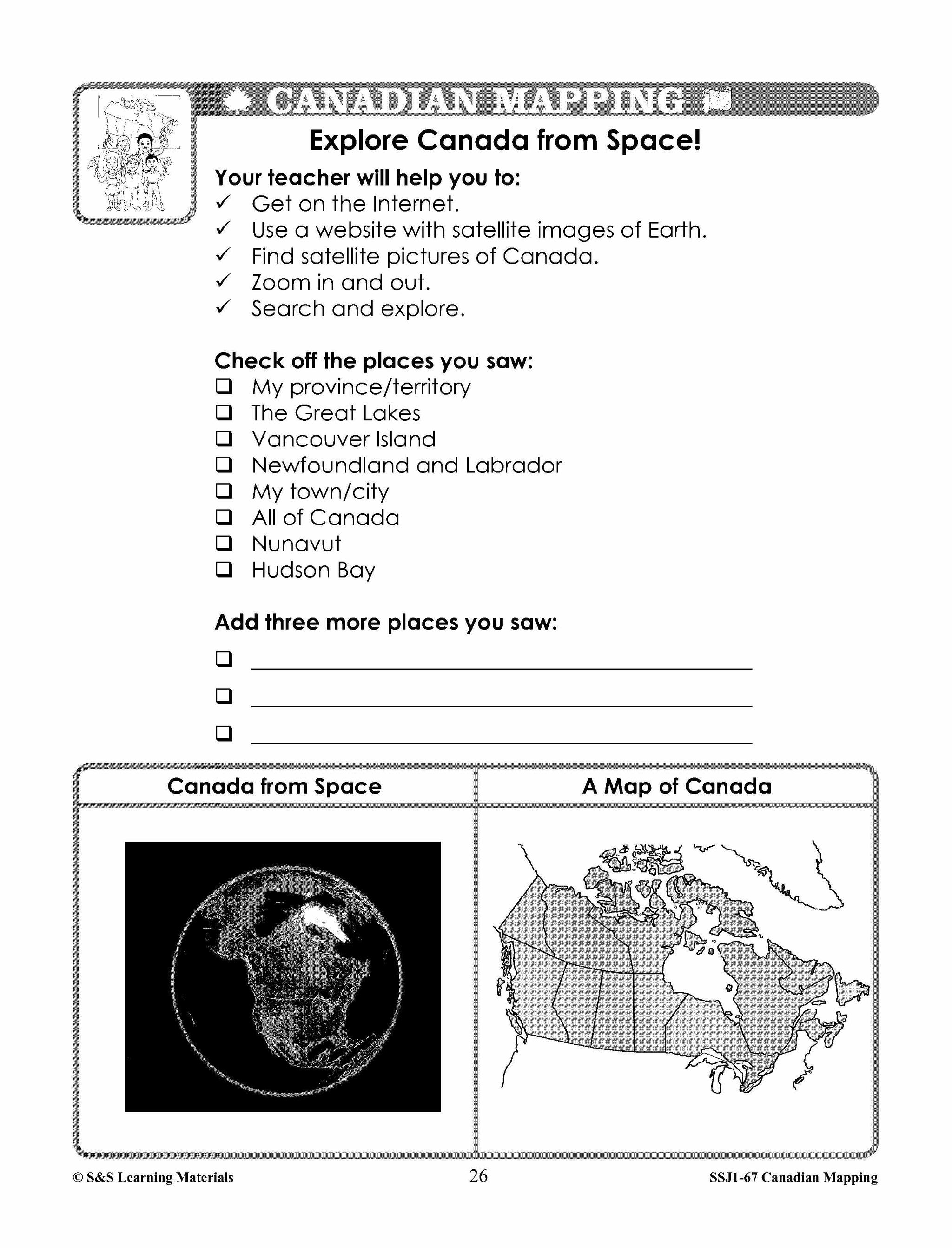 Canada's Shape & Location Mapping Worksheets Grades 2-3