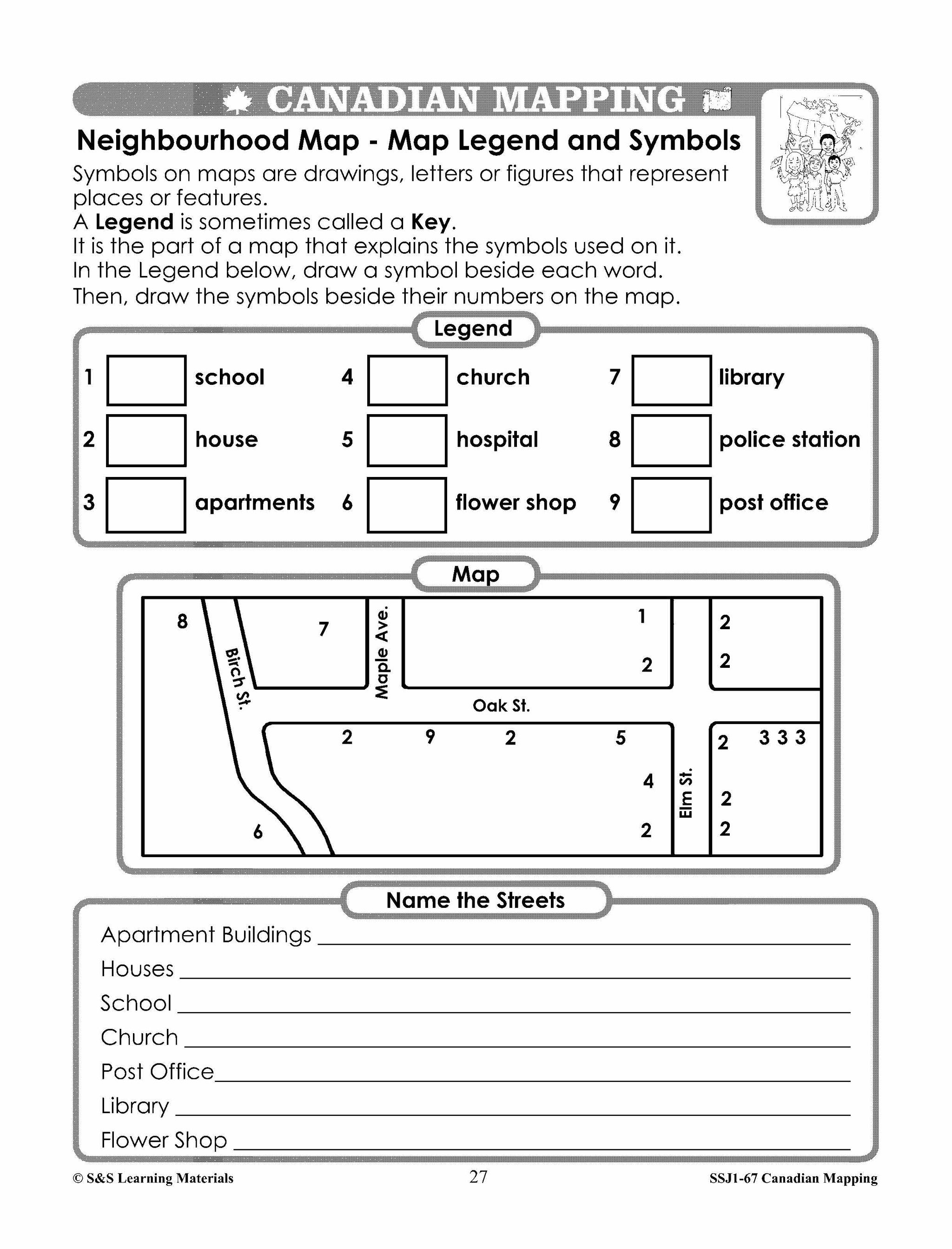 Canada Maps & Map Features Worksheets Grades 2-3