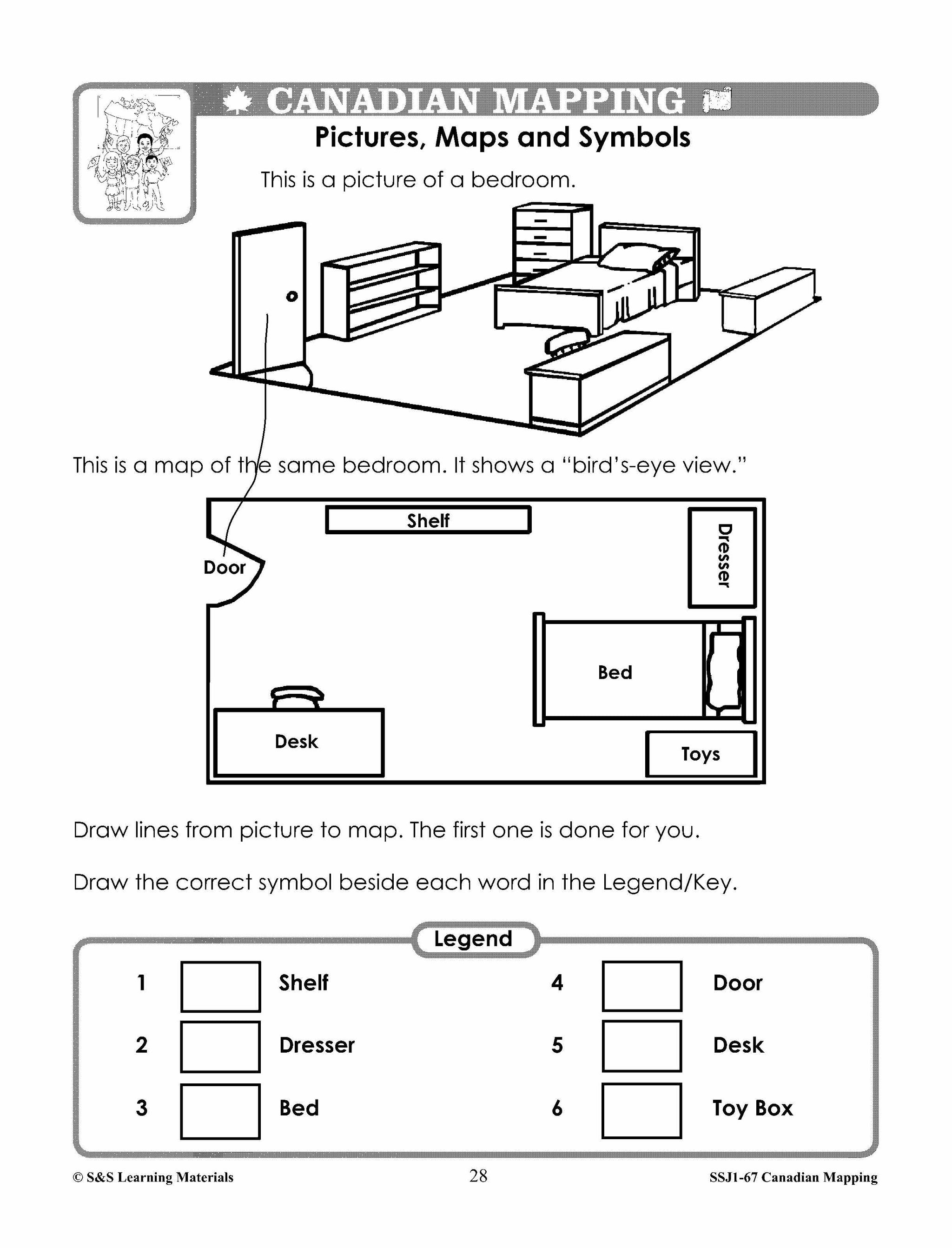 Canada Maps & Map Features Worksheets Grades 2-3