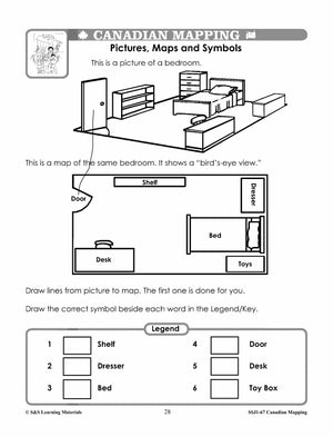 Canada Maps & Map Features Worksheets Grades 2-3