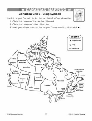 Canada Maps & Map Features Worksheets Grades 2-3