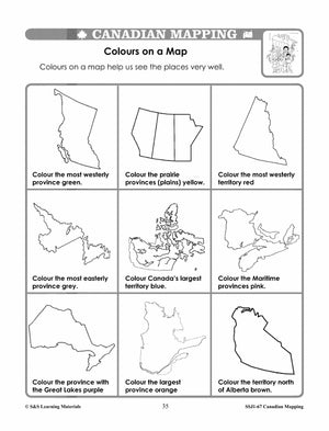 Canada Maps & Map Features Worksheets Grades 2-3