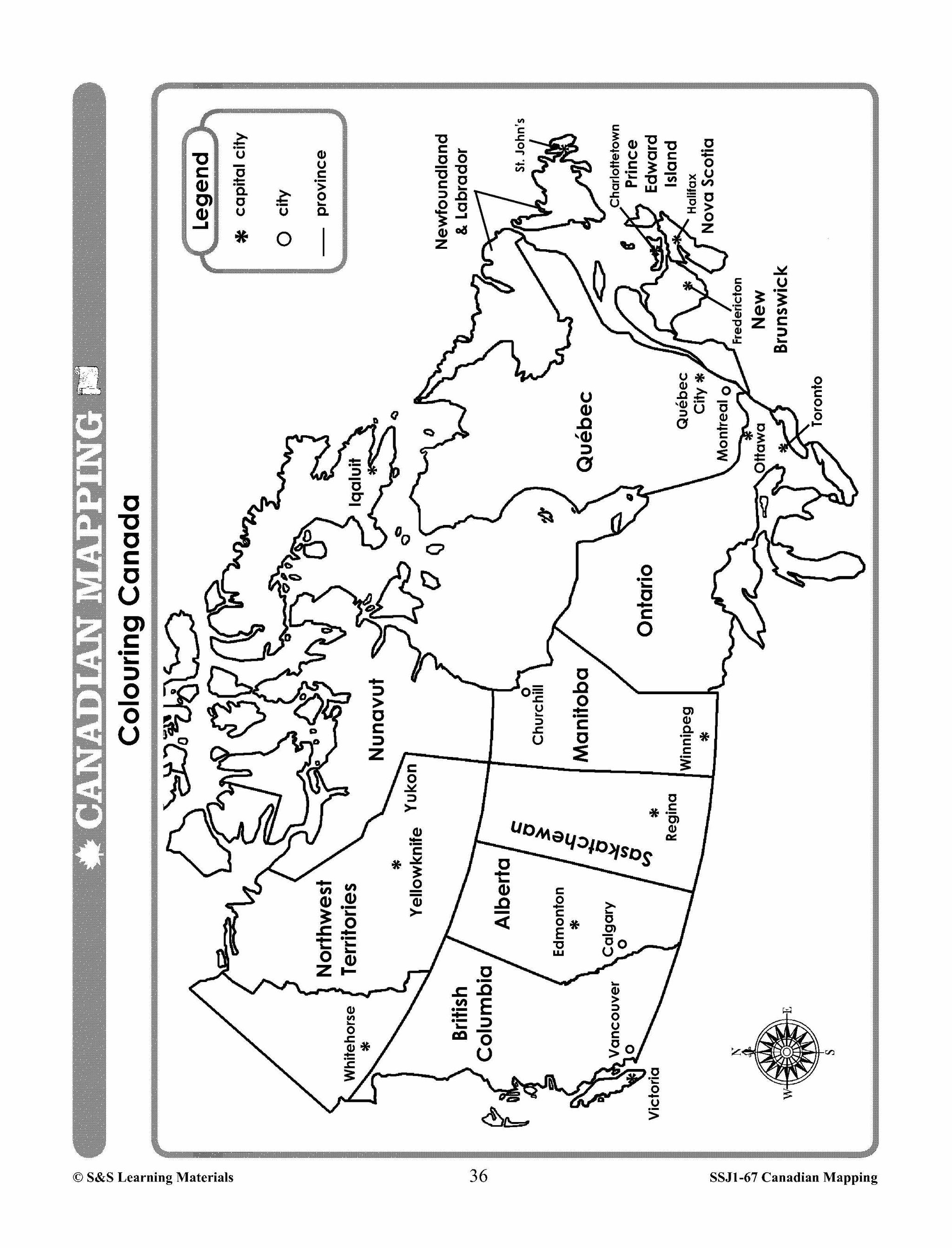 Canada Maps & Map Features Worksheets Grades 2-3