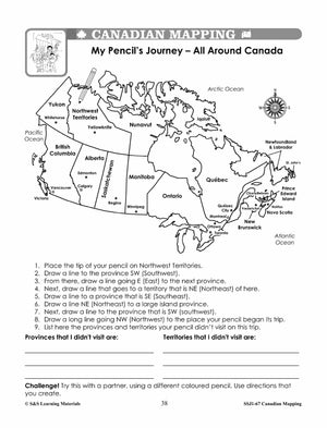 Canada Maps & Map Features Worksheets Grades 2-3