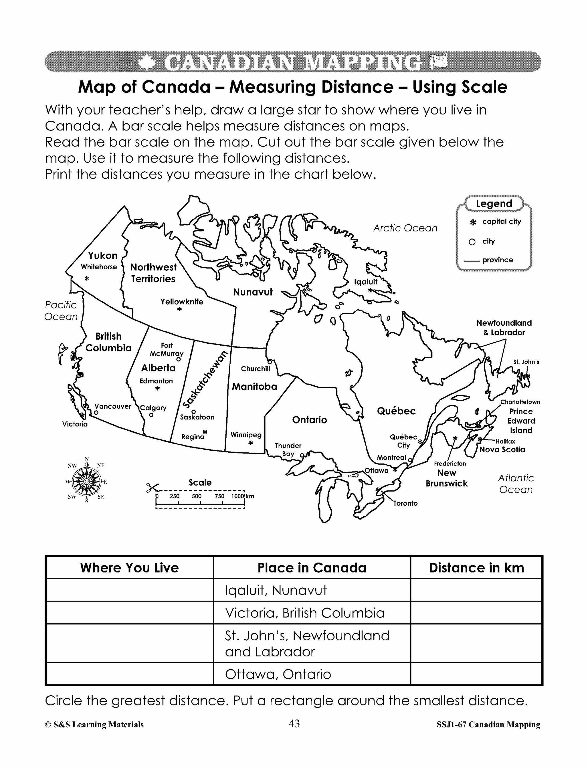 Canada Maps & Map Features Worksheets Grades 2-3