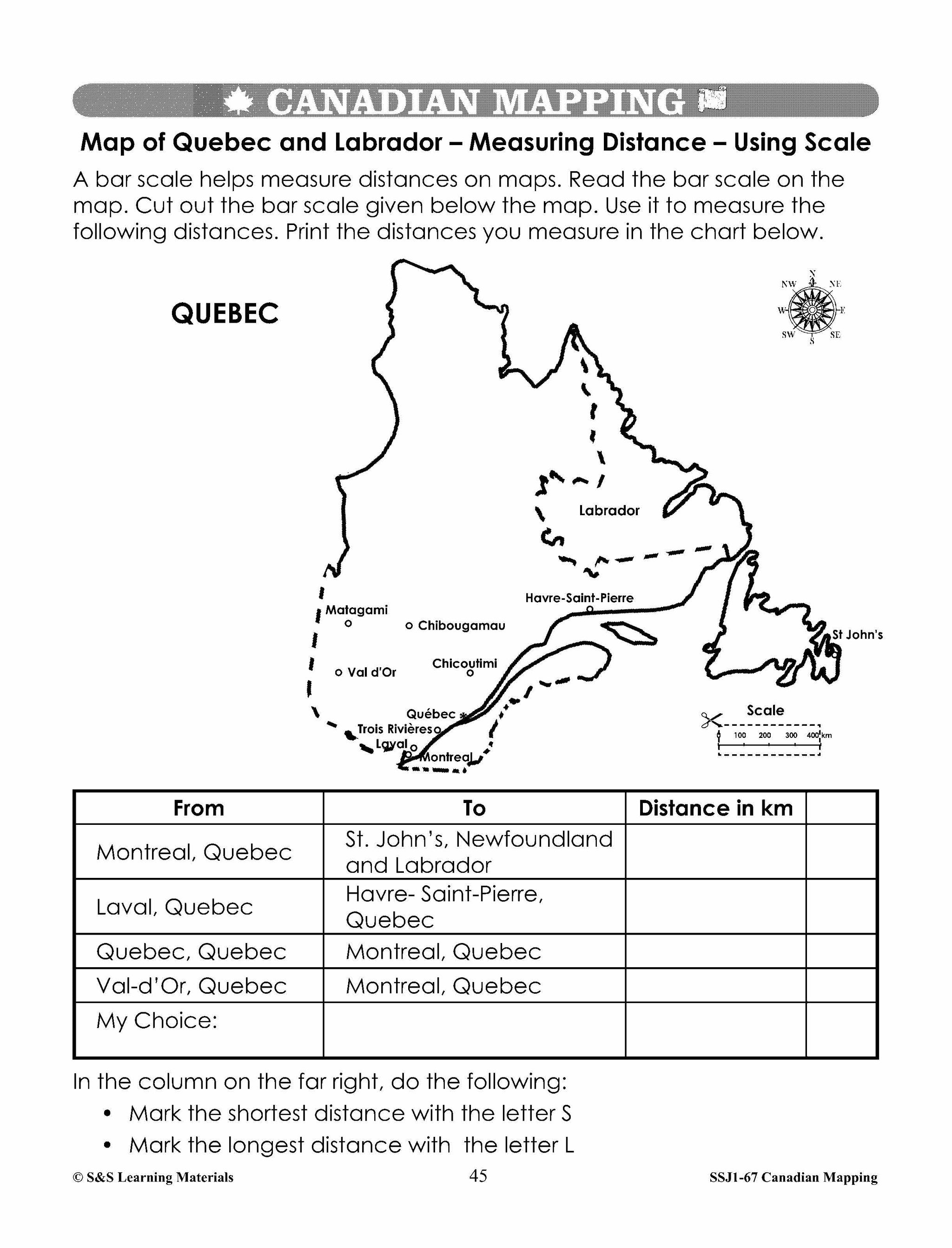 Canada Maps & Map Features Worksheets Grades 2-3