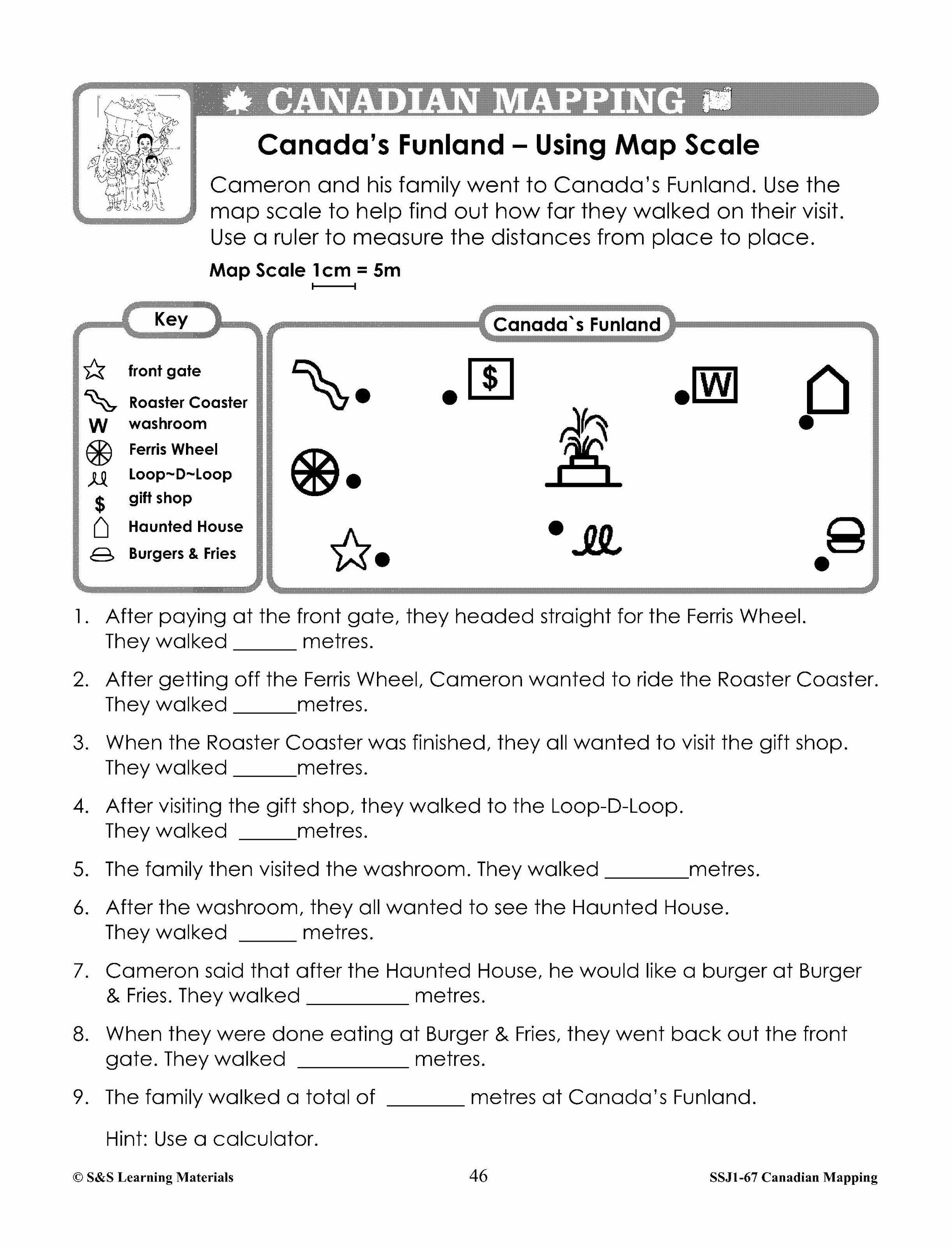 Canada Maps & Map Features Worksheets Grades 2-3