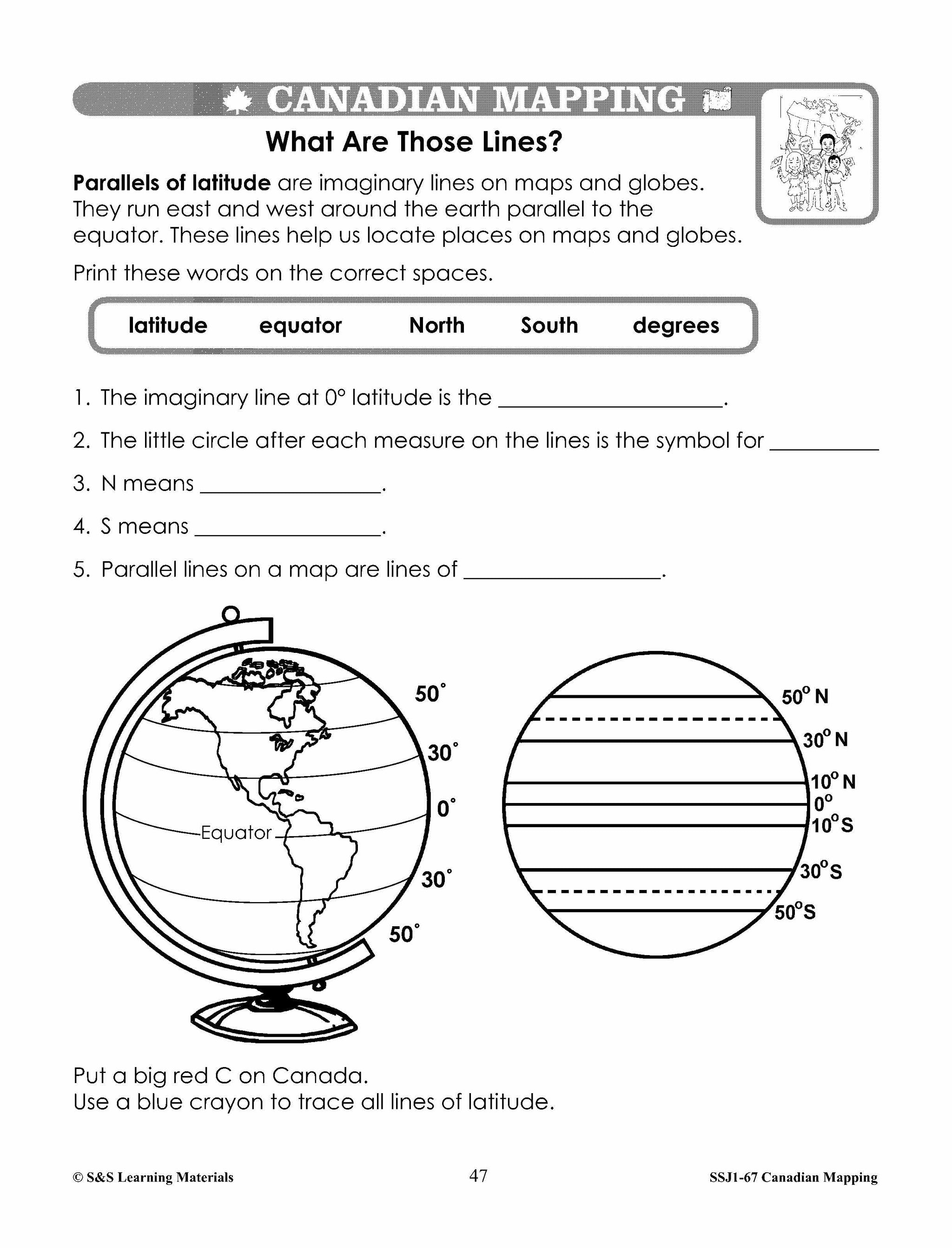 Canada Maps & Map Features Worksheets Grades 2-3