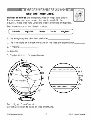 Canada Maps & Map Features Worksheets Grades 2-3