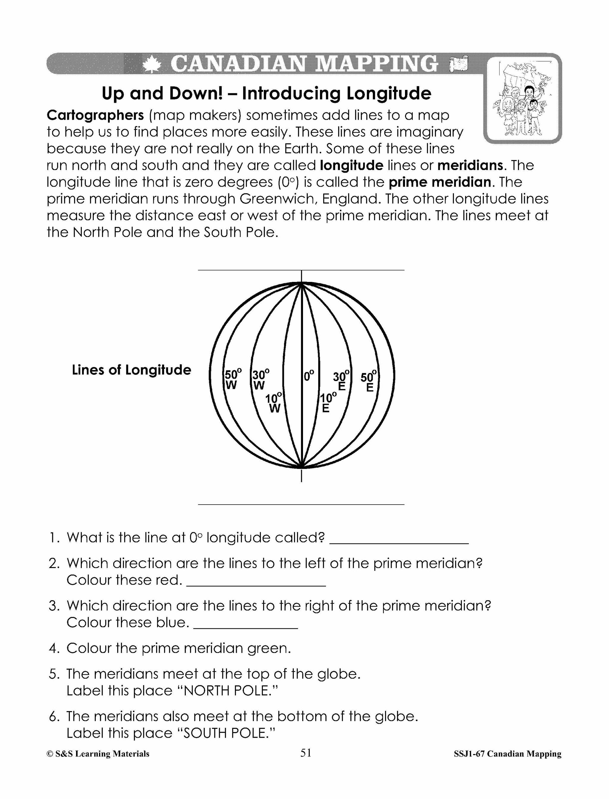 Canada Maps & Map Features Worksheets Grades 2-3