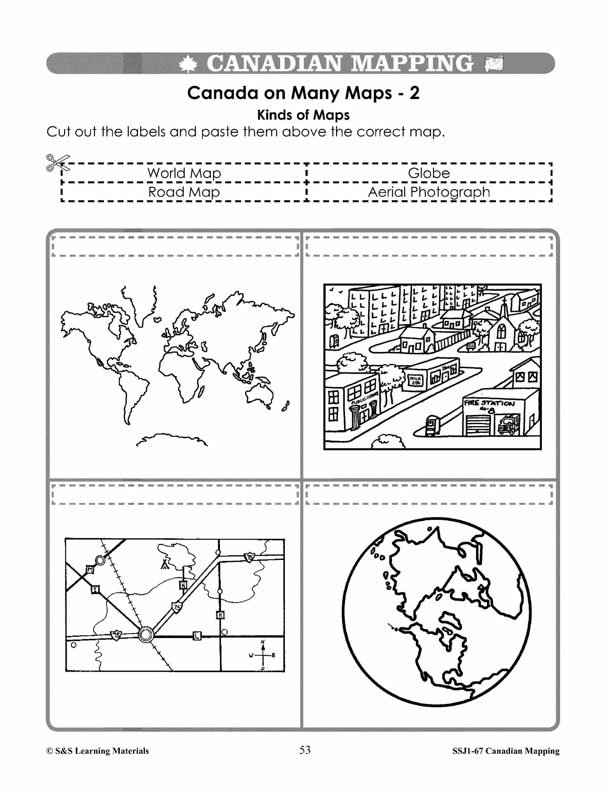 Canada Maps & Map Features Worksheets Grades 2-3