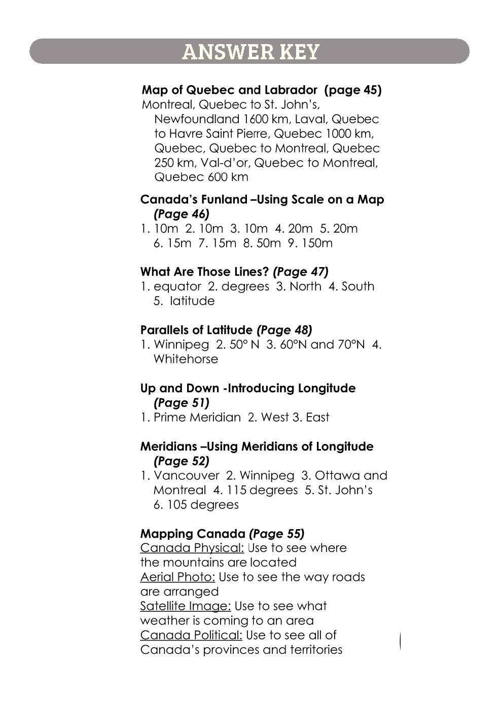 Canada Maps & Map Features Worksheets Grades 2-3