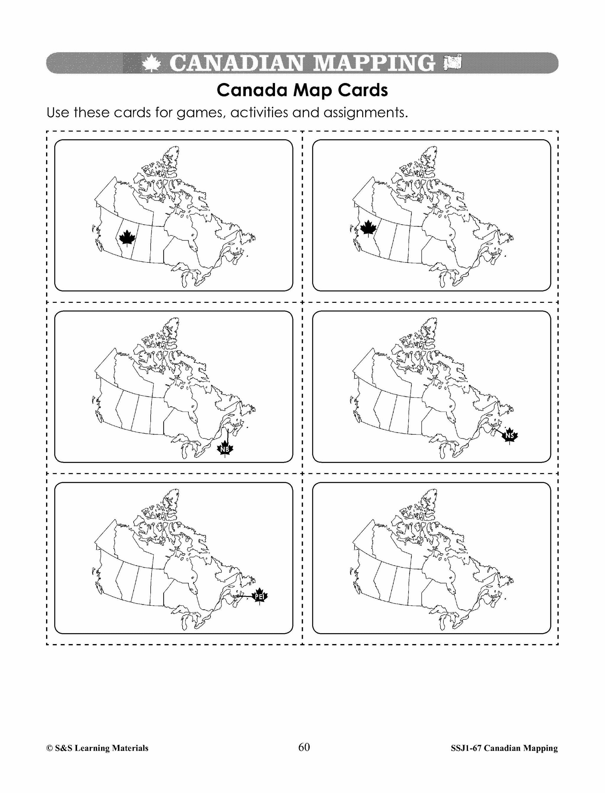 Canada's Provinces & Territories Mapping Worksheets Grades 2-3
