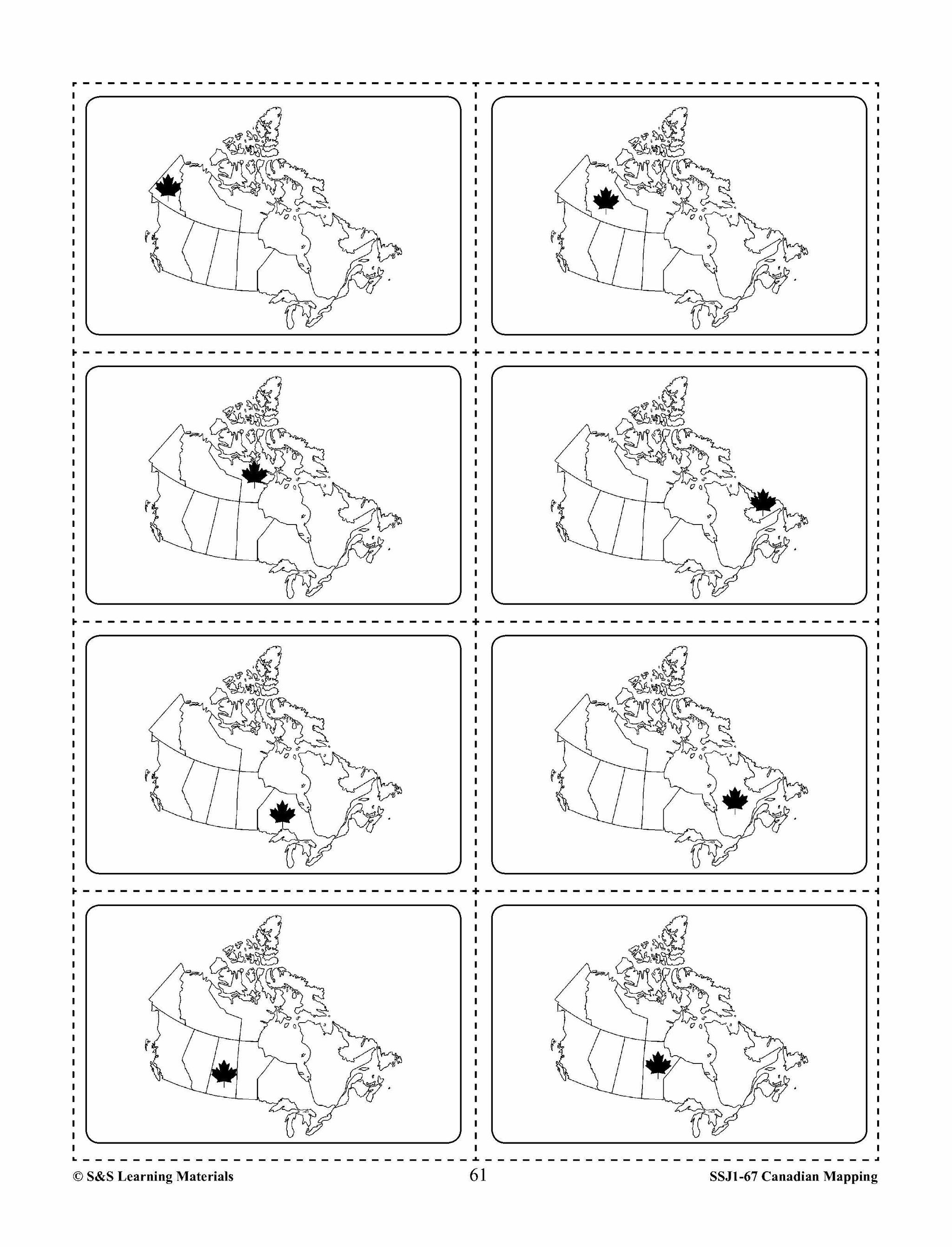 Canada's Provinces & Territories Mapping Worksheets Grades 2-3