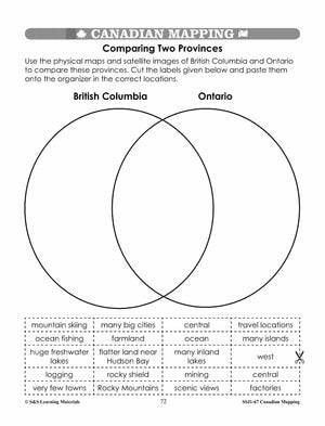 Major Landforms & Bodies of Water in Canada Mapping Worksheets Grades 2-3
