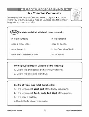 Canadian Communities - Urban & Rural  Mapping Worksheets Grades 2-3