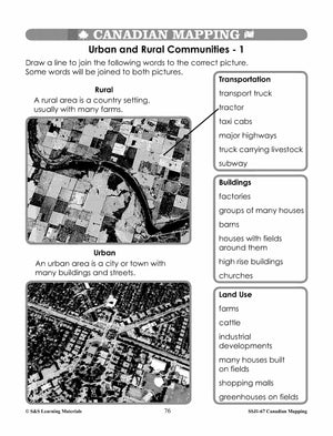 Canadian Communities - Urban & Rural  Mapping Worksheets Grades 2-3