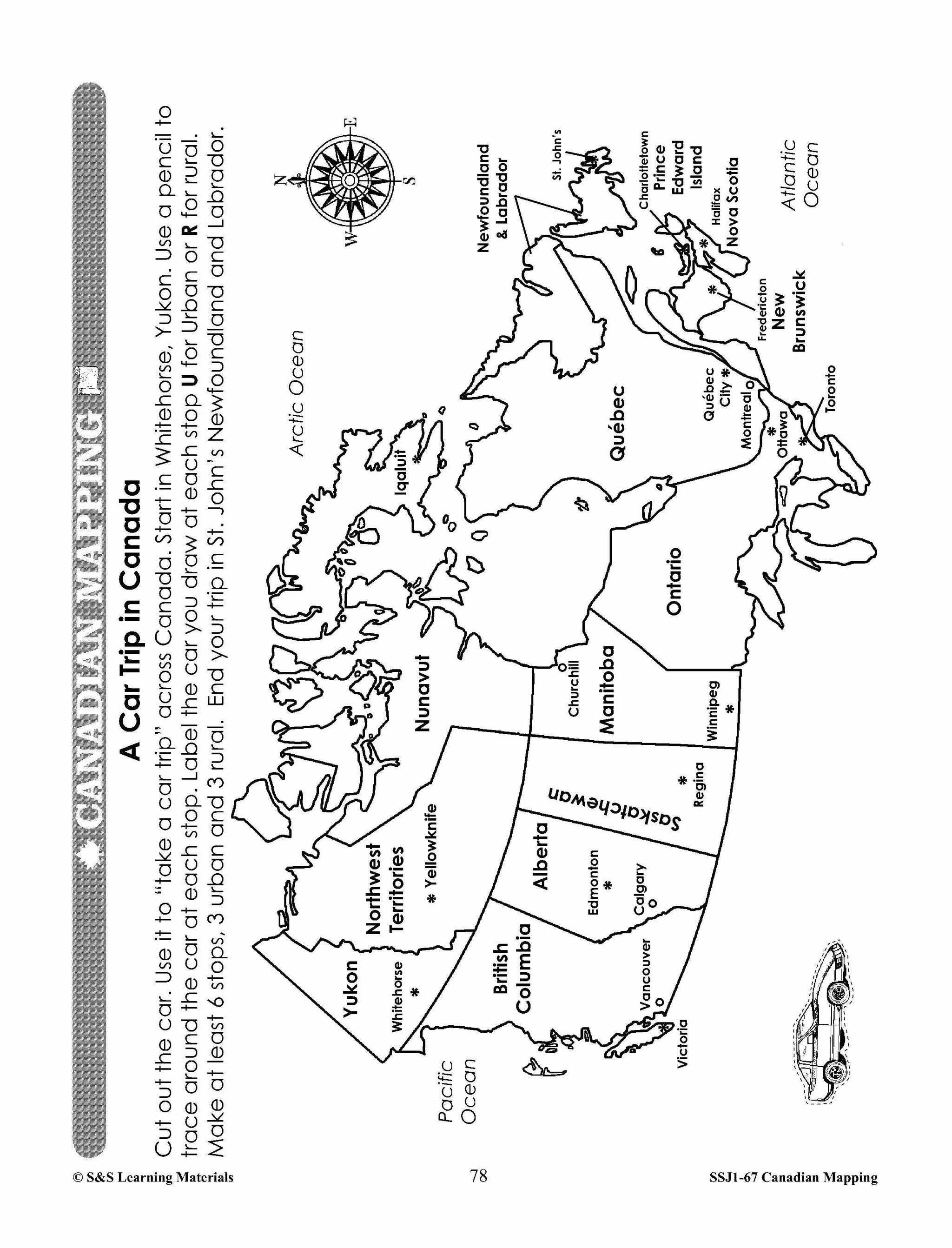 Canadian Communities - Urban & Rural  Mapping Worksheets Grades 2-3
