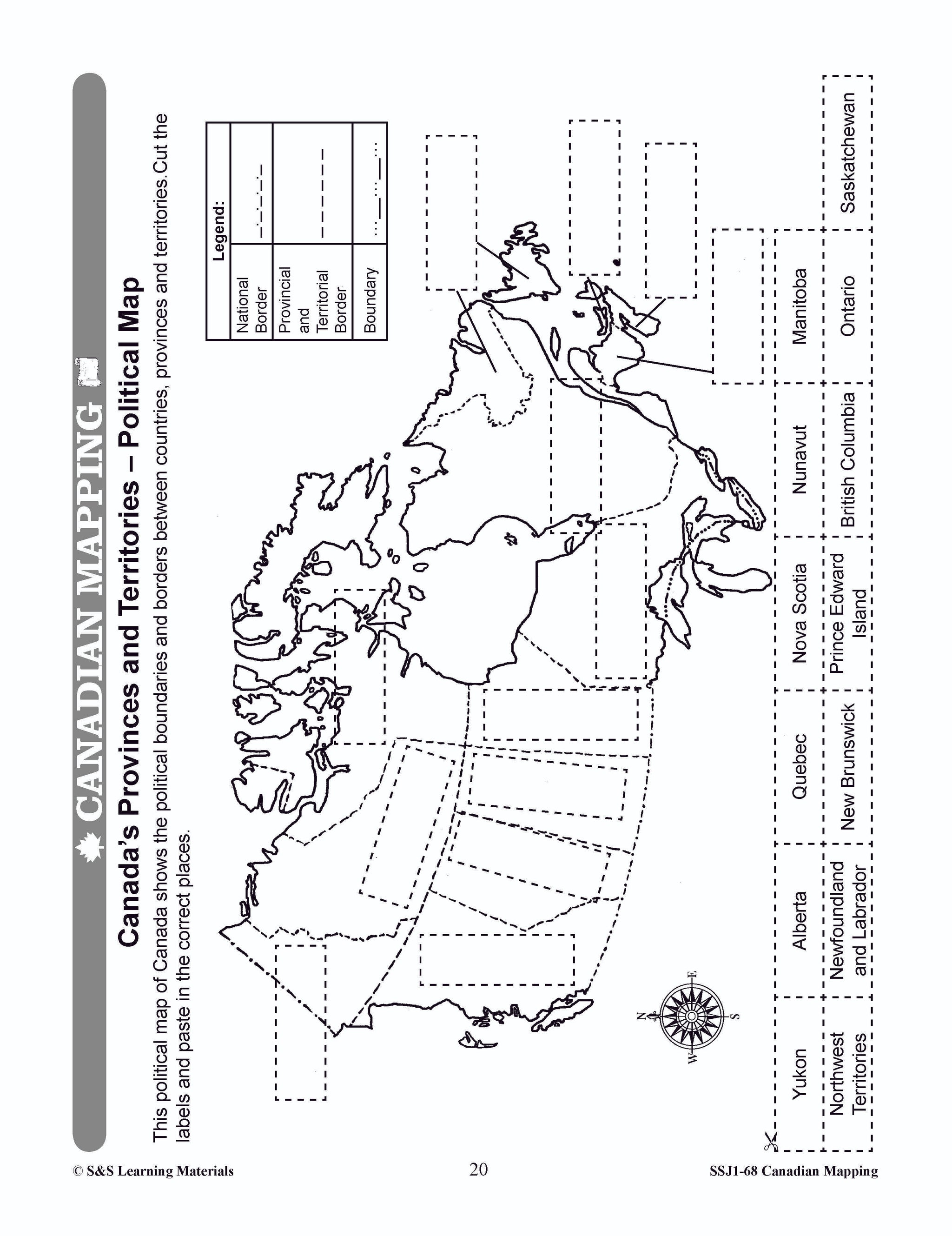 Locating Canada & Mapping Skills Worksheets Grades 4-5