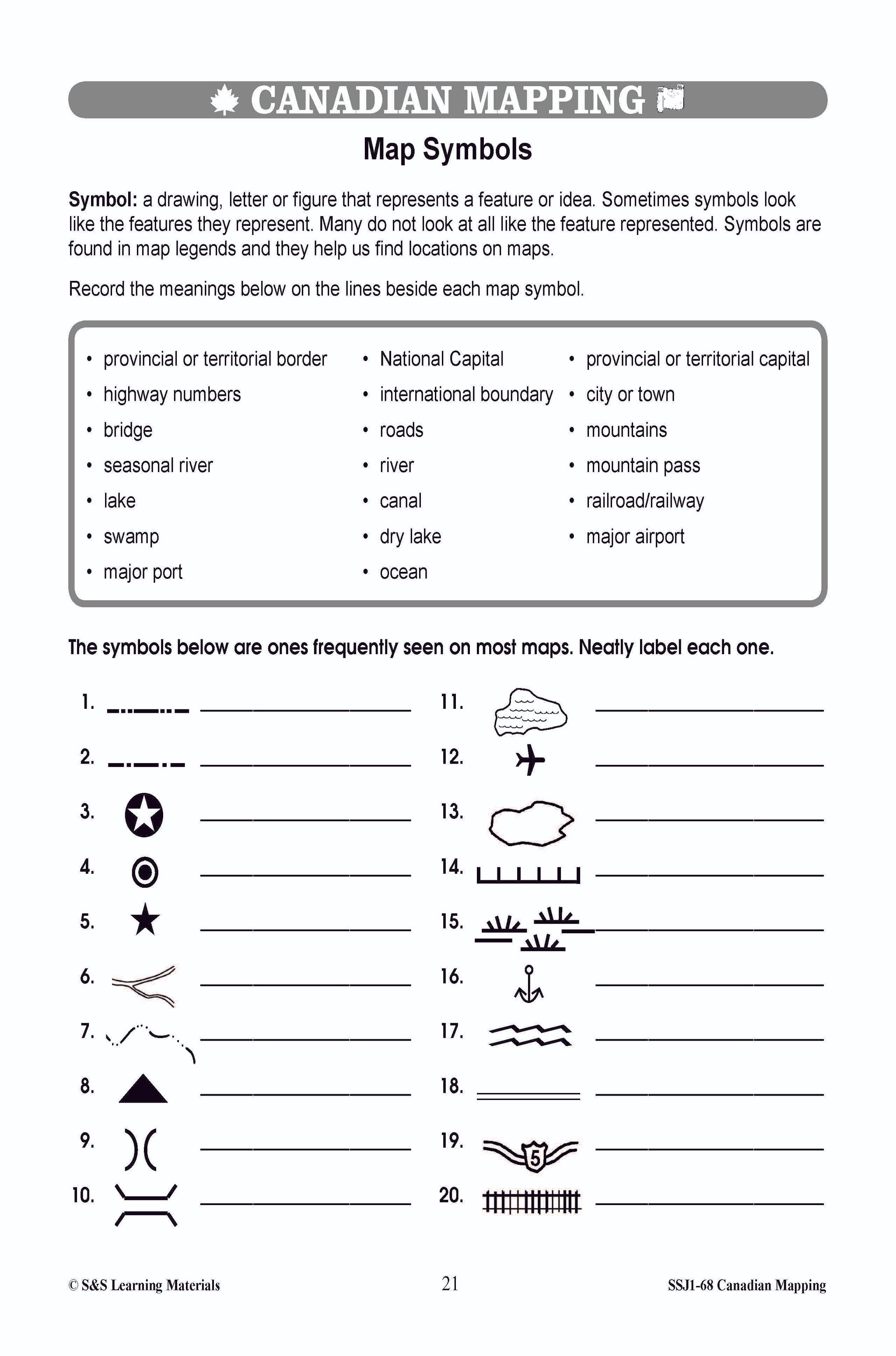 Locating Canada & Mapping Skills Worksheets Grades 4-5