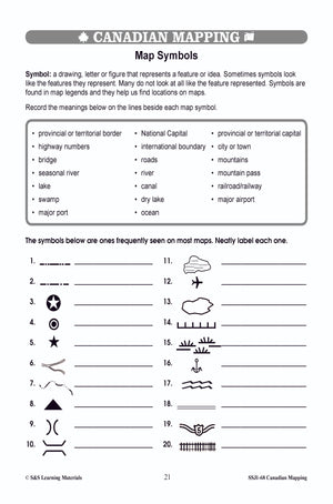 Locating Canada & Mapping Skills Worksheets Grades 4-5