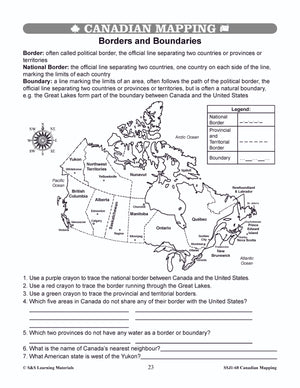 Locating Canada & Mapping Skills Worksheets Grades 4-5