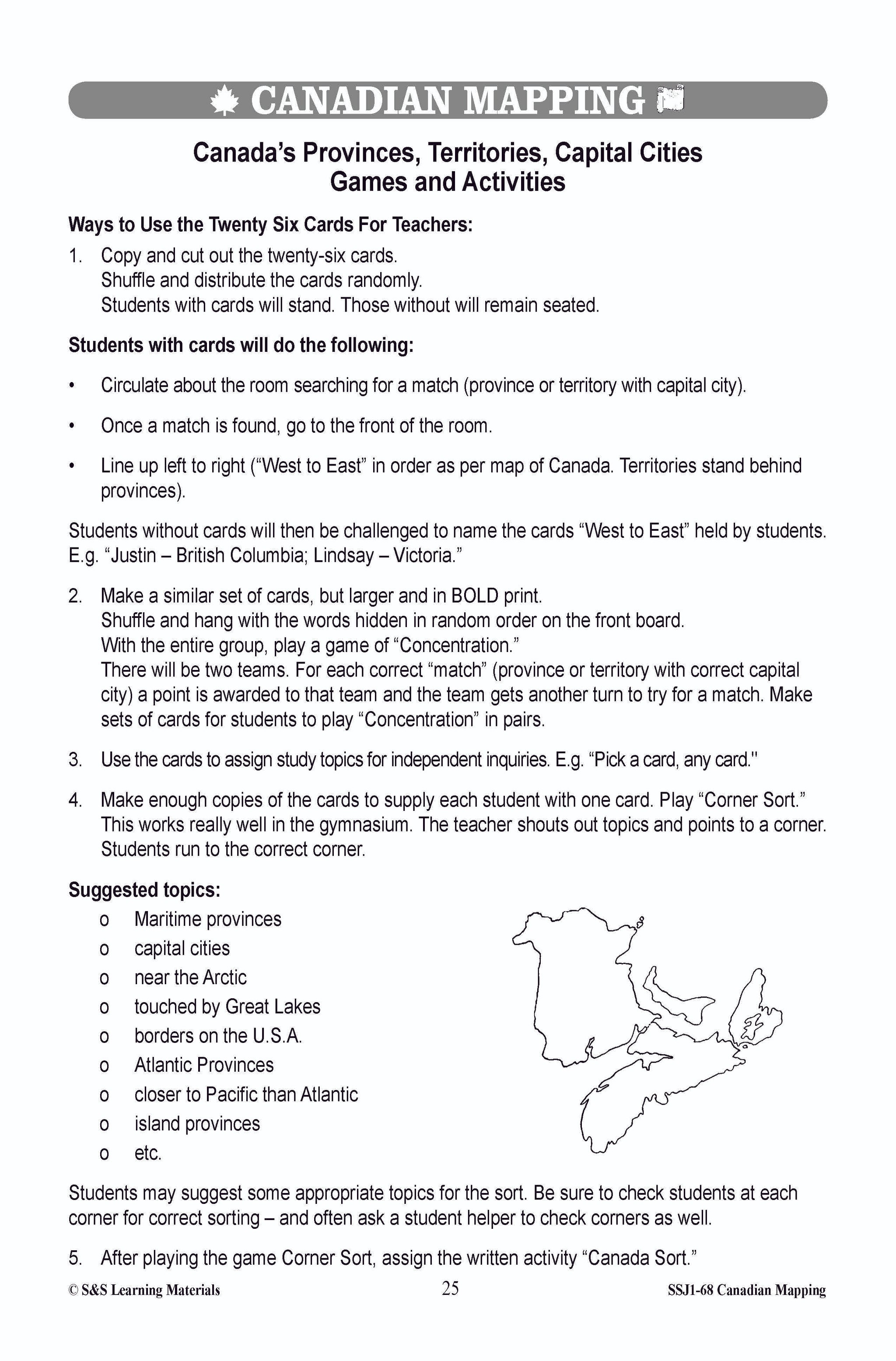 Locating Canada & Mapping Skills Worksheets Grades 4-5