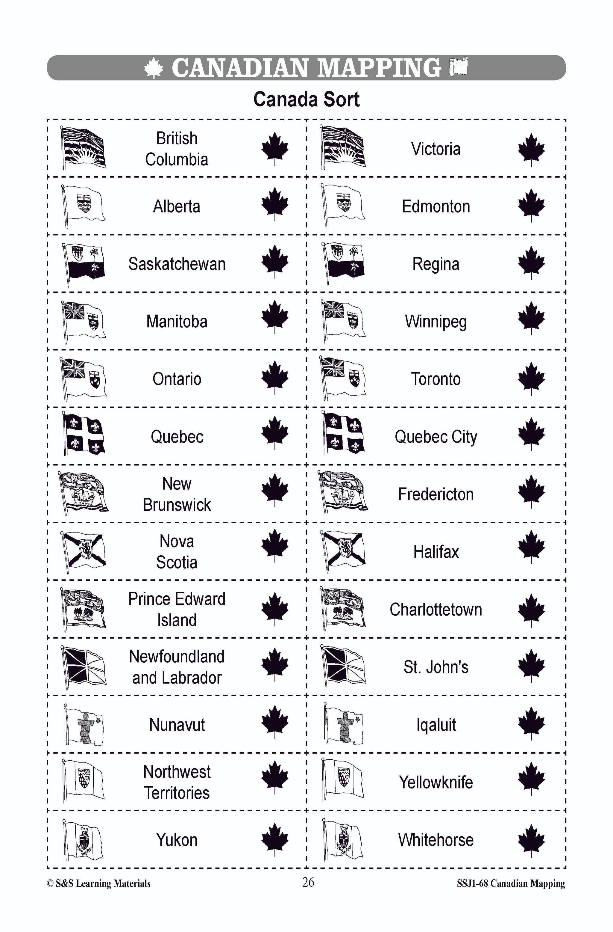 Locating Canada & Mapping Skills Worksheets Grades 4-5