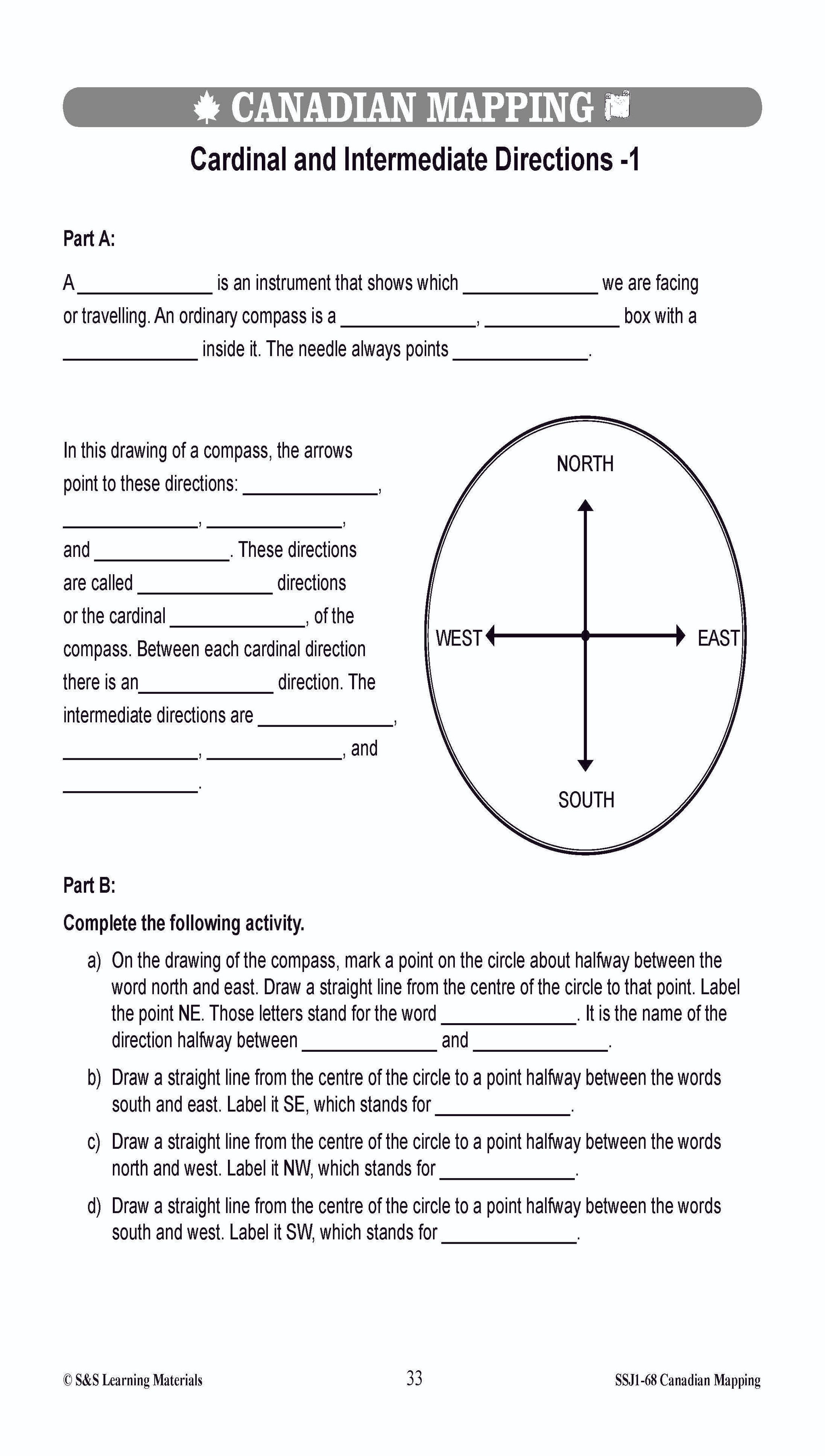 Locating Canada & Mapping Skills Worksheets Grades 4-5