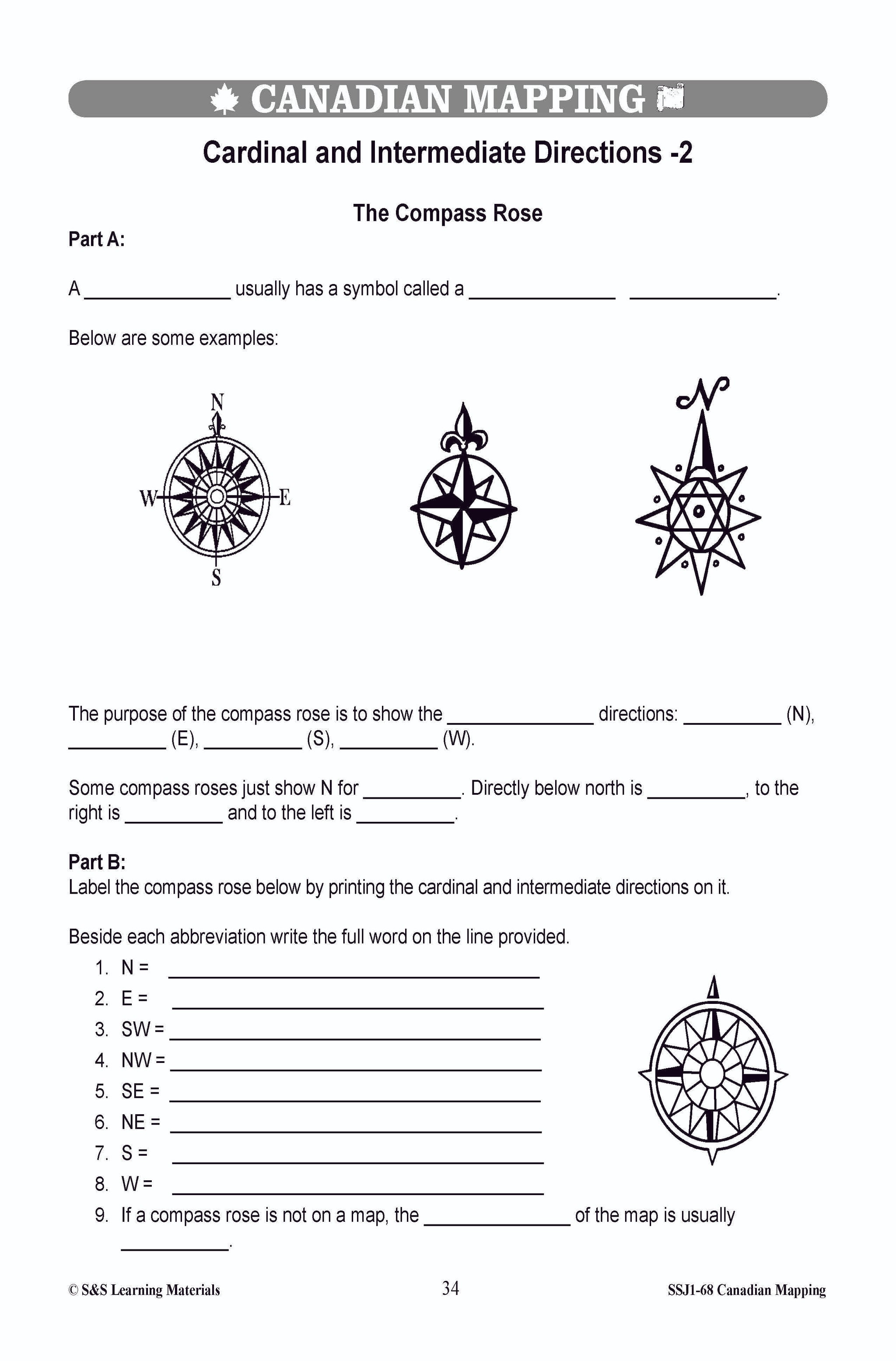 Locating Canada & Mapping Skills Worksheets Grades 4-5